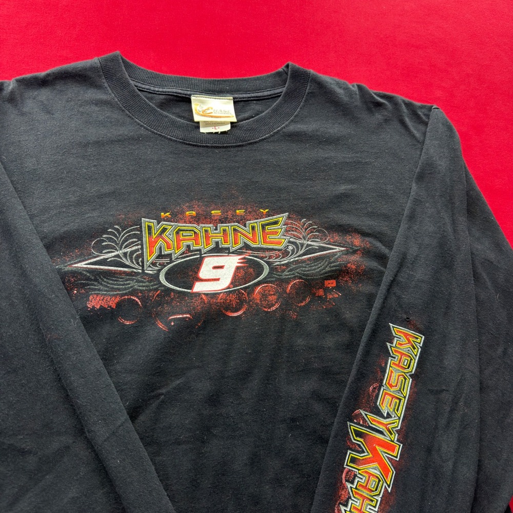 Vintage Y2K Chase Authentics NASCAR Kasey Kahne #9 Long Sleeve Shirt Black Men L